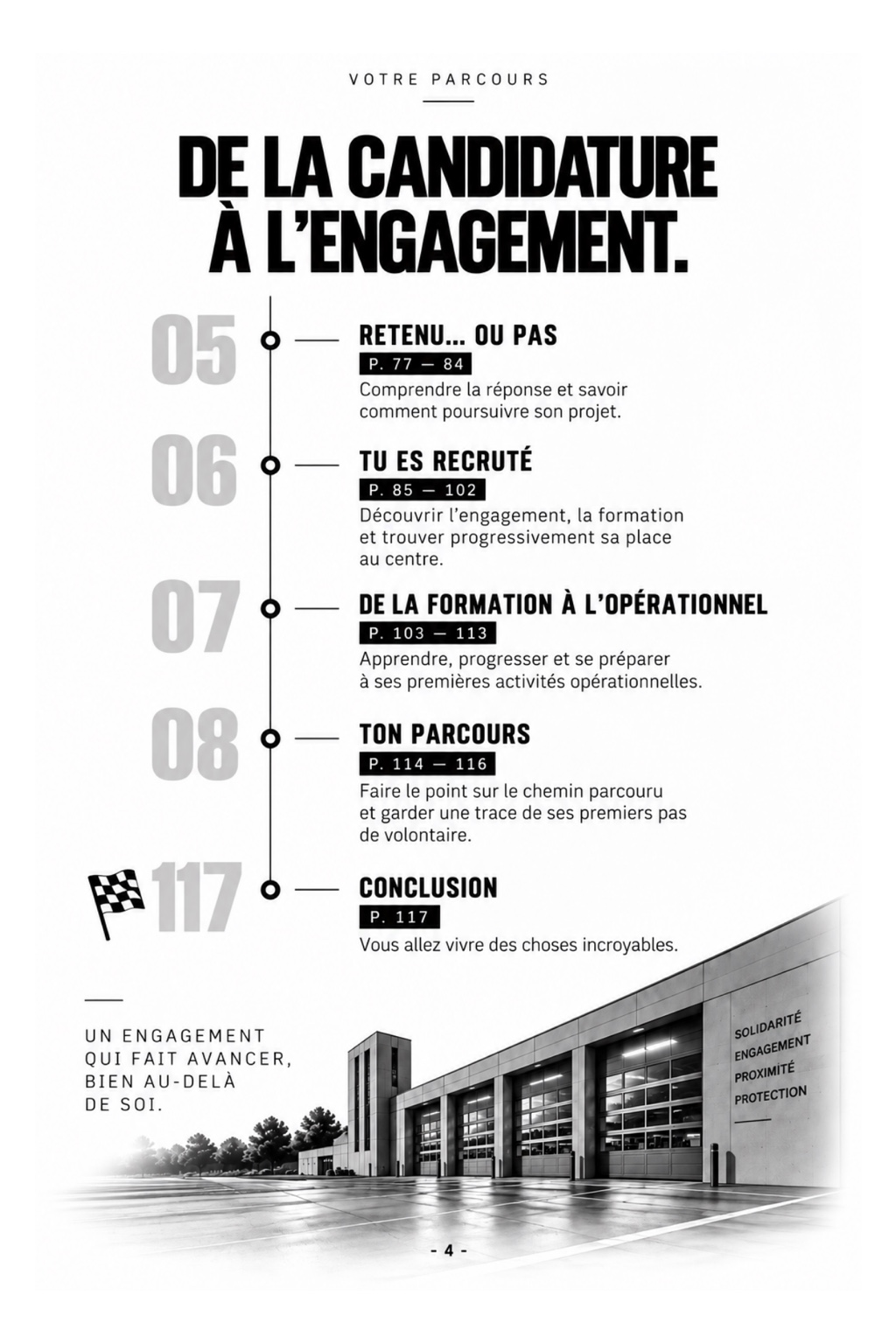 Sommaire : de la candidature à l’engagement — page 4